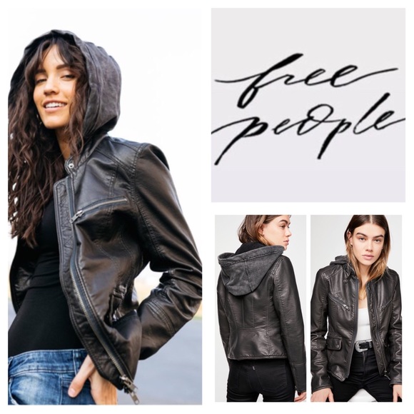 Free People Jackets & Blazers - Free People Monroe Faux Leather Hooded Jacket. NWT